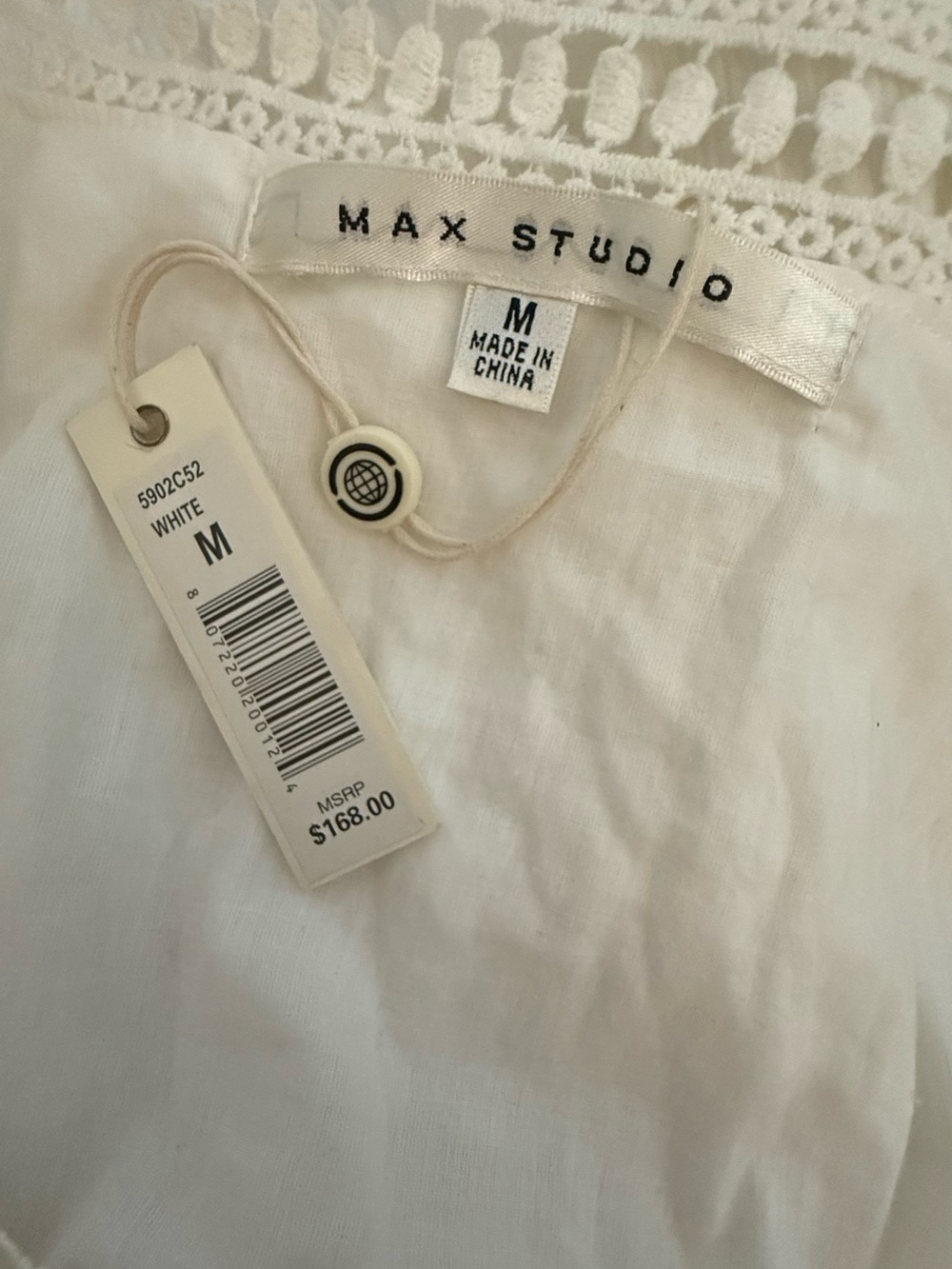 Max Studio White M Crochet Lace Maxi Dress Boho Bridal Mediterranean NWT - Picture 6 of 13